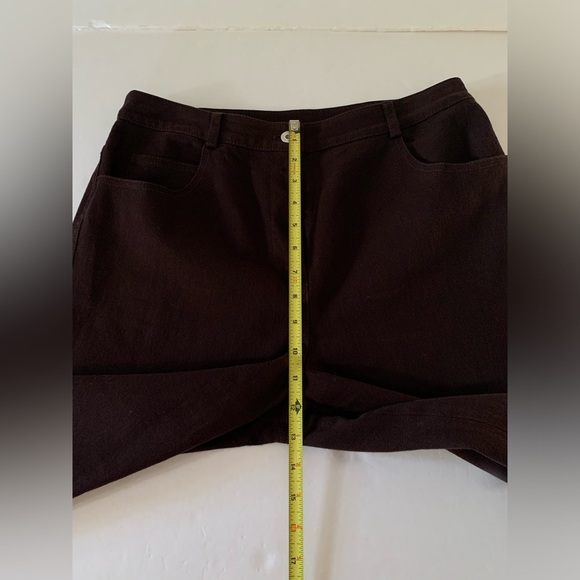 St. John Sport Womens Cotton Blend Straight Leg Pants Chocolate Brown Size 10 - Picture 9 of 10